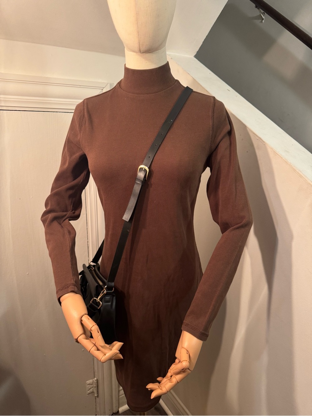 Old Navy Chocolate Brown Long-Sleeve Turtleneck Dress